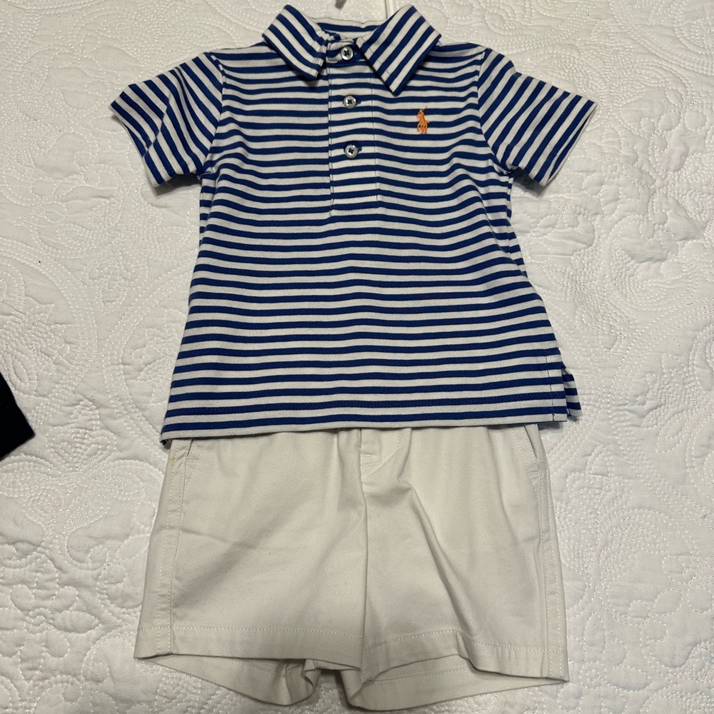 Striped Blue and White Kids Polo Shirt